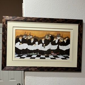 Vintage Wall Art “Fat Chefs” Large Framed Signed by the artist